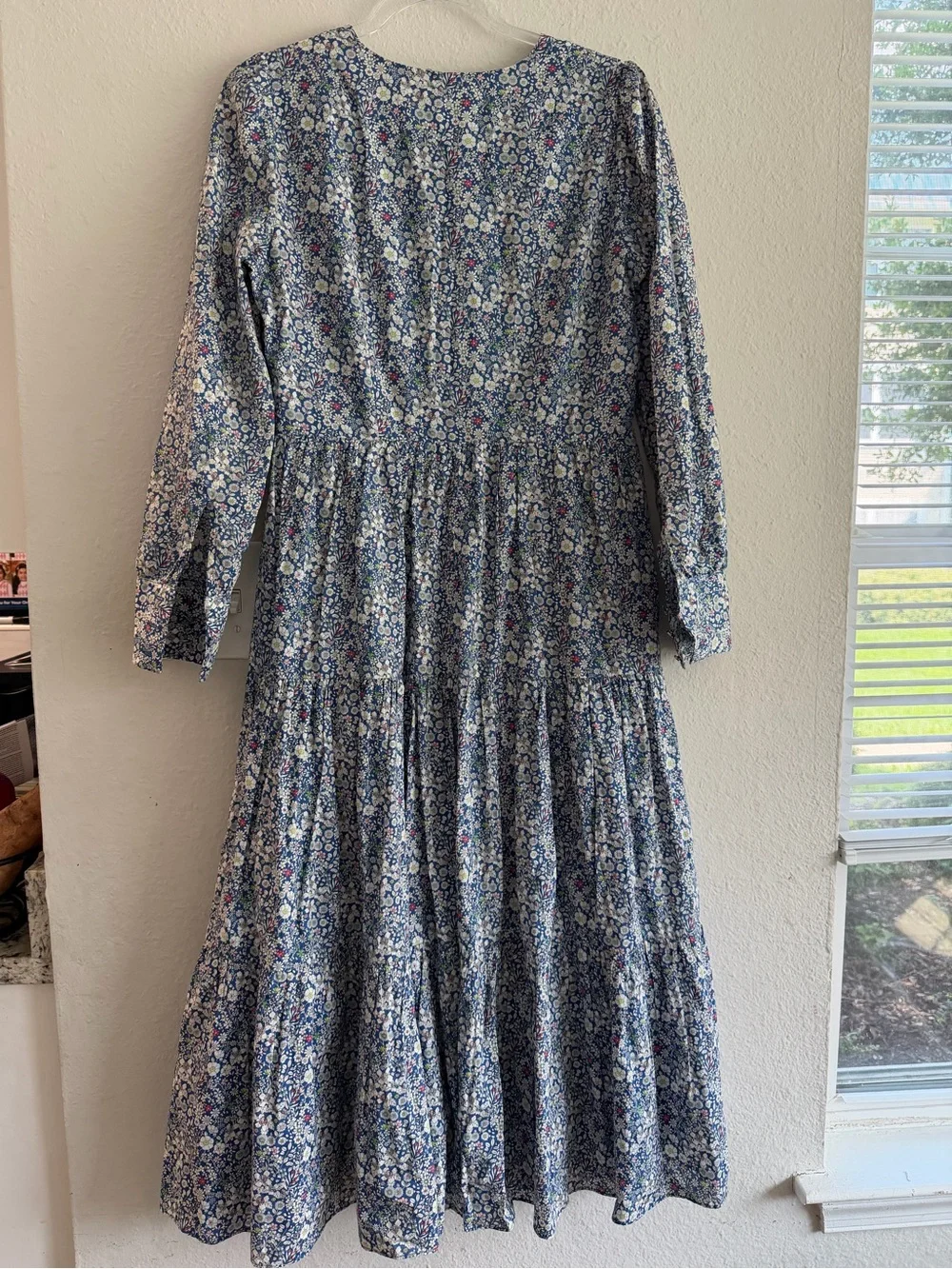 J. Crew Blue Floral Tiered Maxi Dress